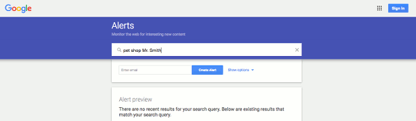 Internet research google alerts
