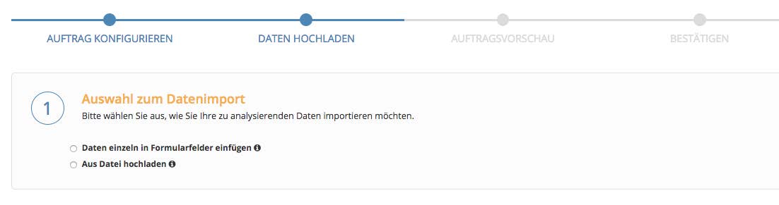 1) Auswahl zum Datenimport