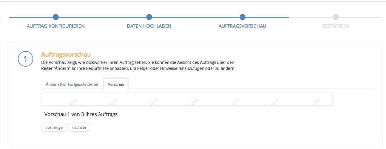 1) Auftragsvorschau