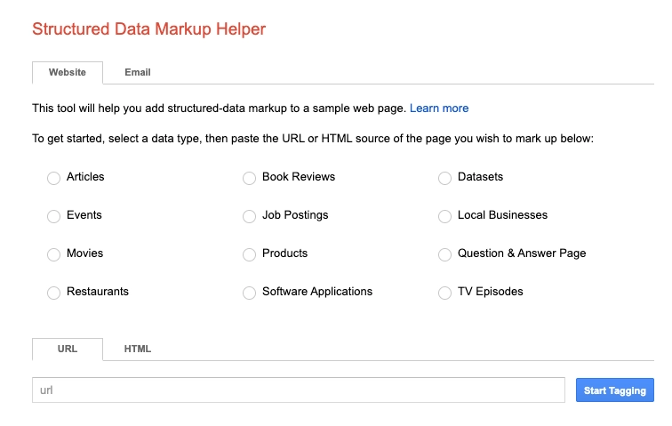 Structured Data Markup Helper