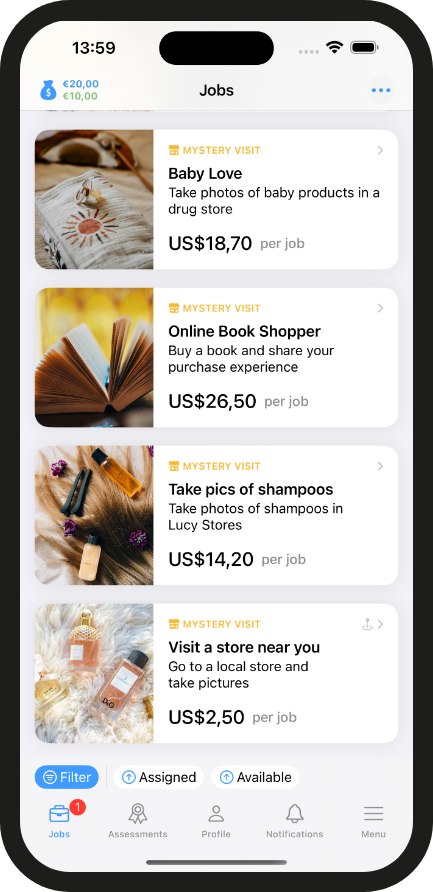 Store Check Aufgaben in der App